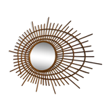 Rattan sun mirror gold plated 84x65cm vintage 1960