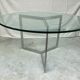 Large round table slab of stainless glass base