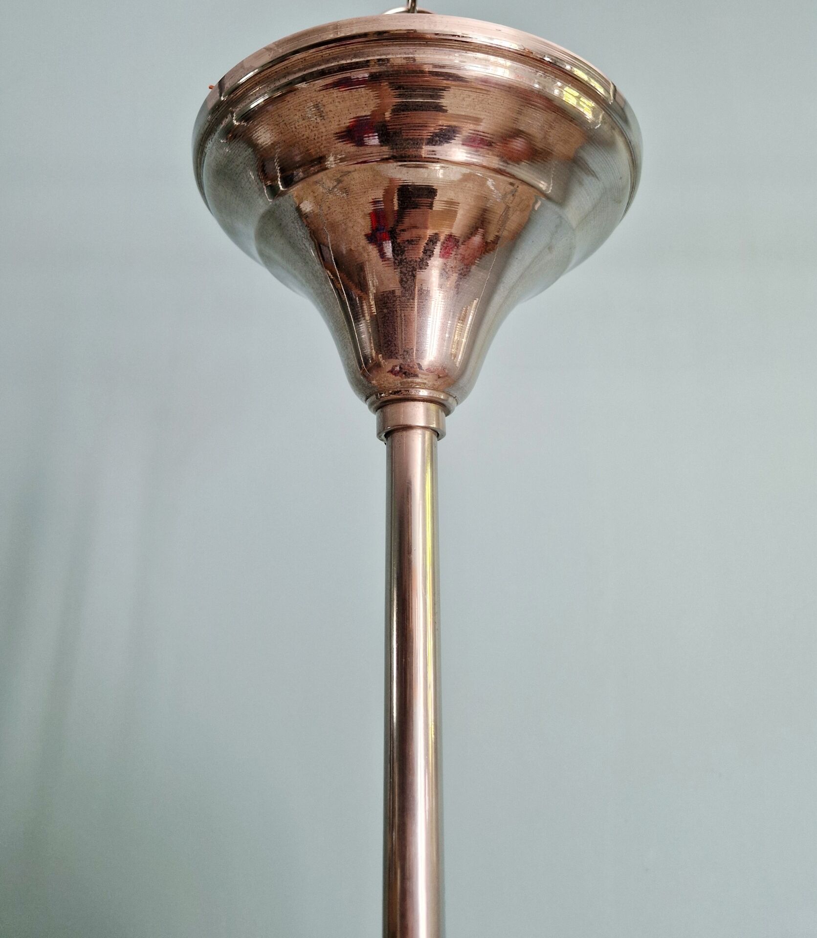 Bauhaus suspension in chrome metal and white opaline, 1930