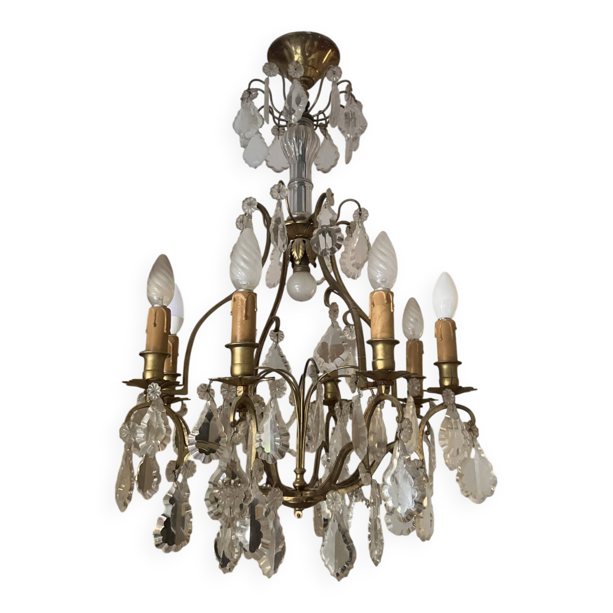 brass and crystal chandelier