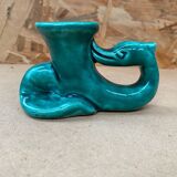 Antique vintage green ceramic candle holder