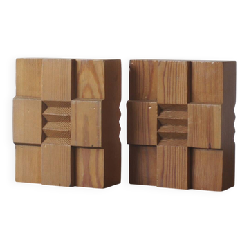 Mid-Century Modern Wooden Bookends, 1960s, Set of 2