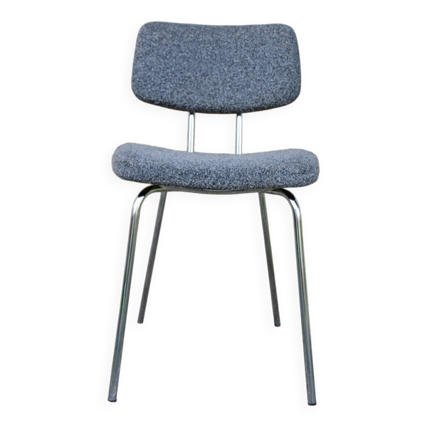 Chaise bureau vintage tube inox grise
