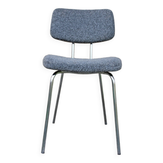 Chaise bureau vintage tube inox grise