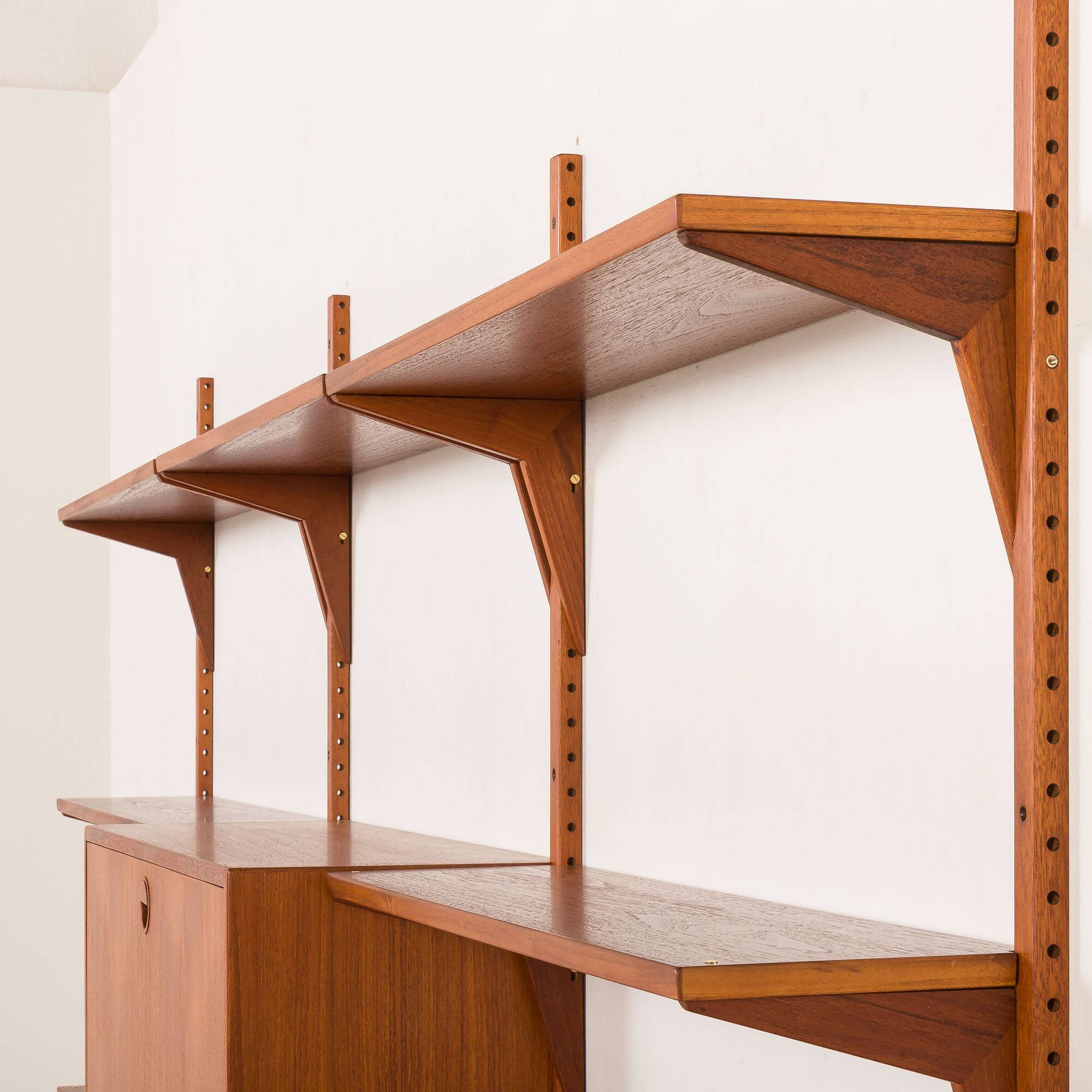 Hansen and Guldborg 3 bay teak wall unit, Denmark 1960s