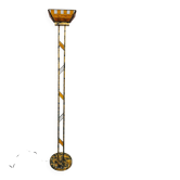 Lampadaire Brutaliste Longobard en verre martelé et fer doré