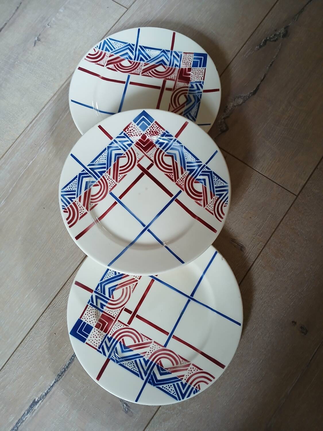 3 old Badonviller dinner plates