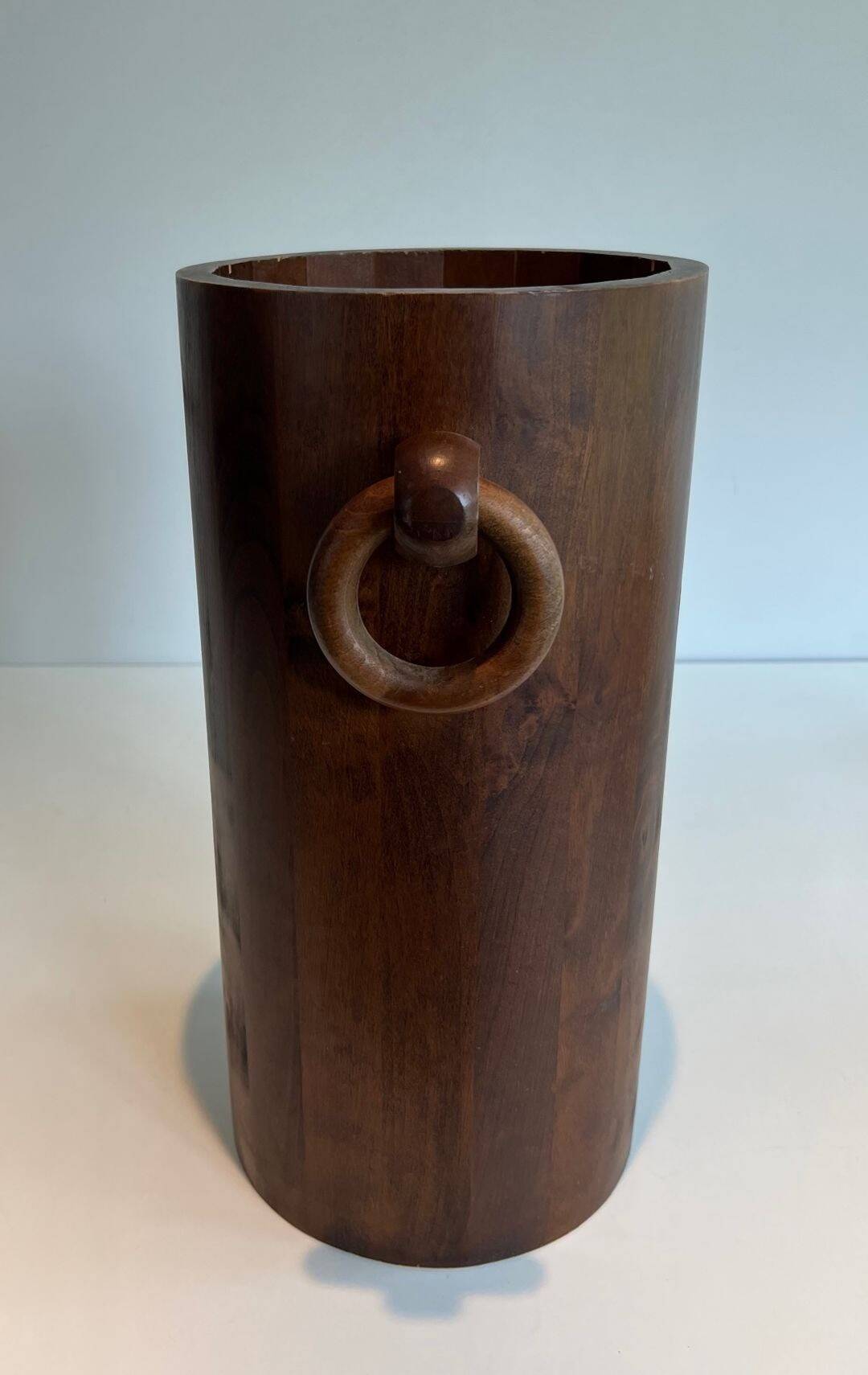 Brutalist Umbrella Stand in Solid Wood, France, circa 1950