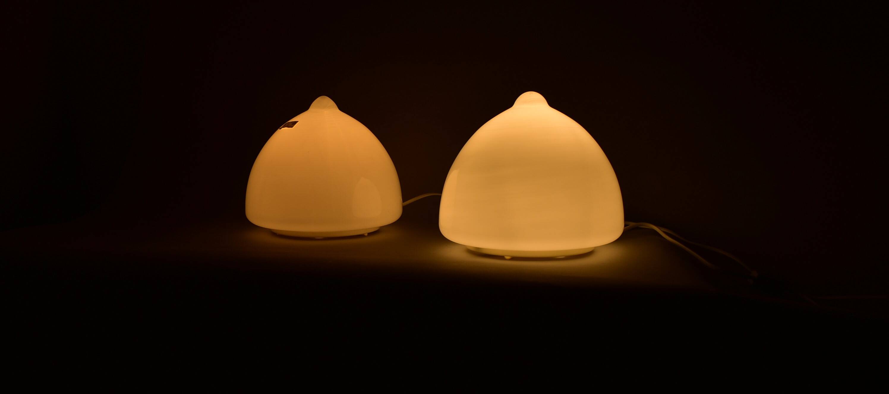 Pair of glass table lamps by Krásno nad Bečvou, 1960s
