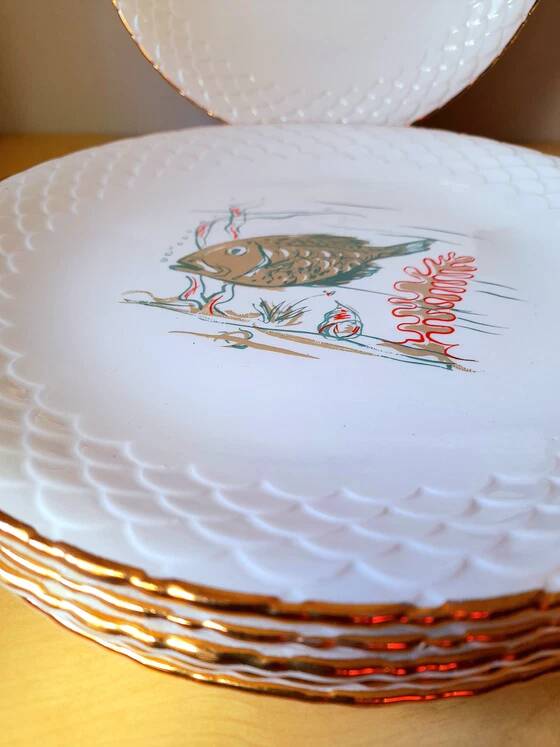 Fish plates in Limoges porcelain