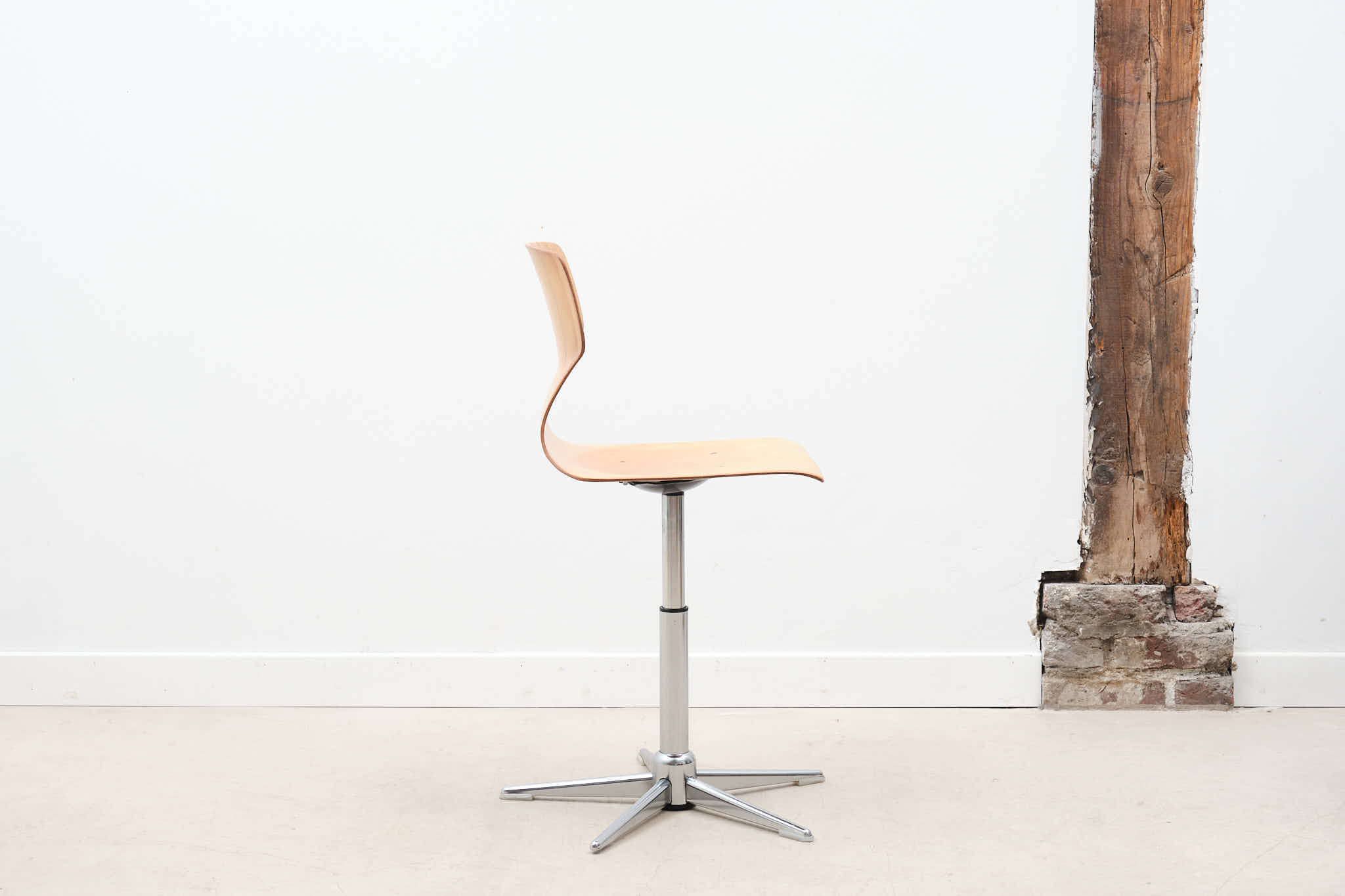 Vintage chair adjustable workshop beech chrome