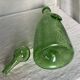 Biot-signed bubble glass bottle, green carafe