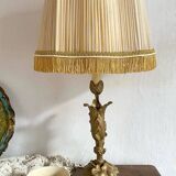 Lampe style Art Nouveau en métal doré et tissu plissé