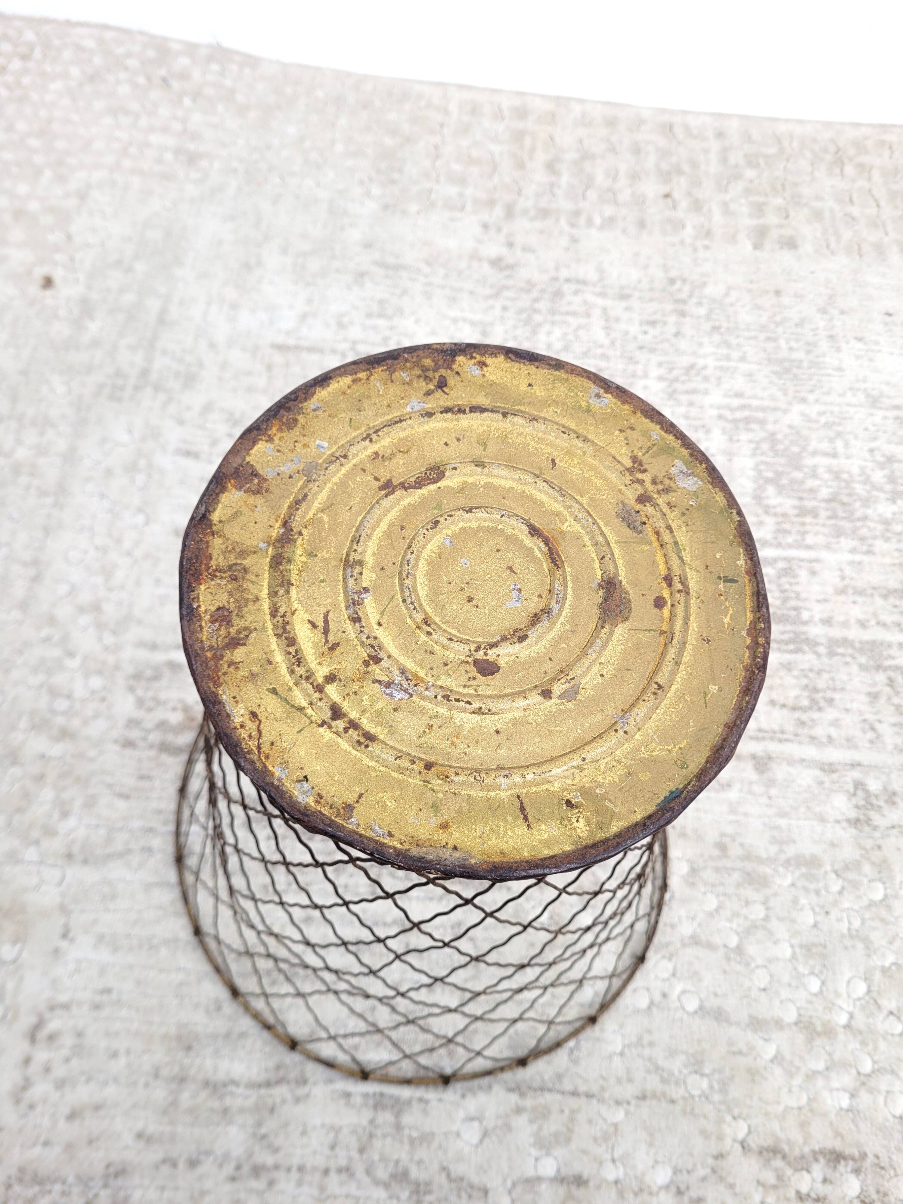 Old wire mesh wastebasket