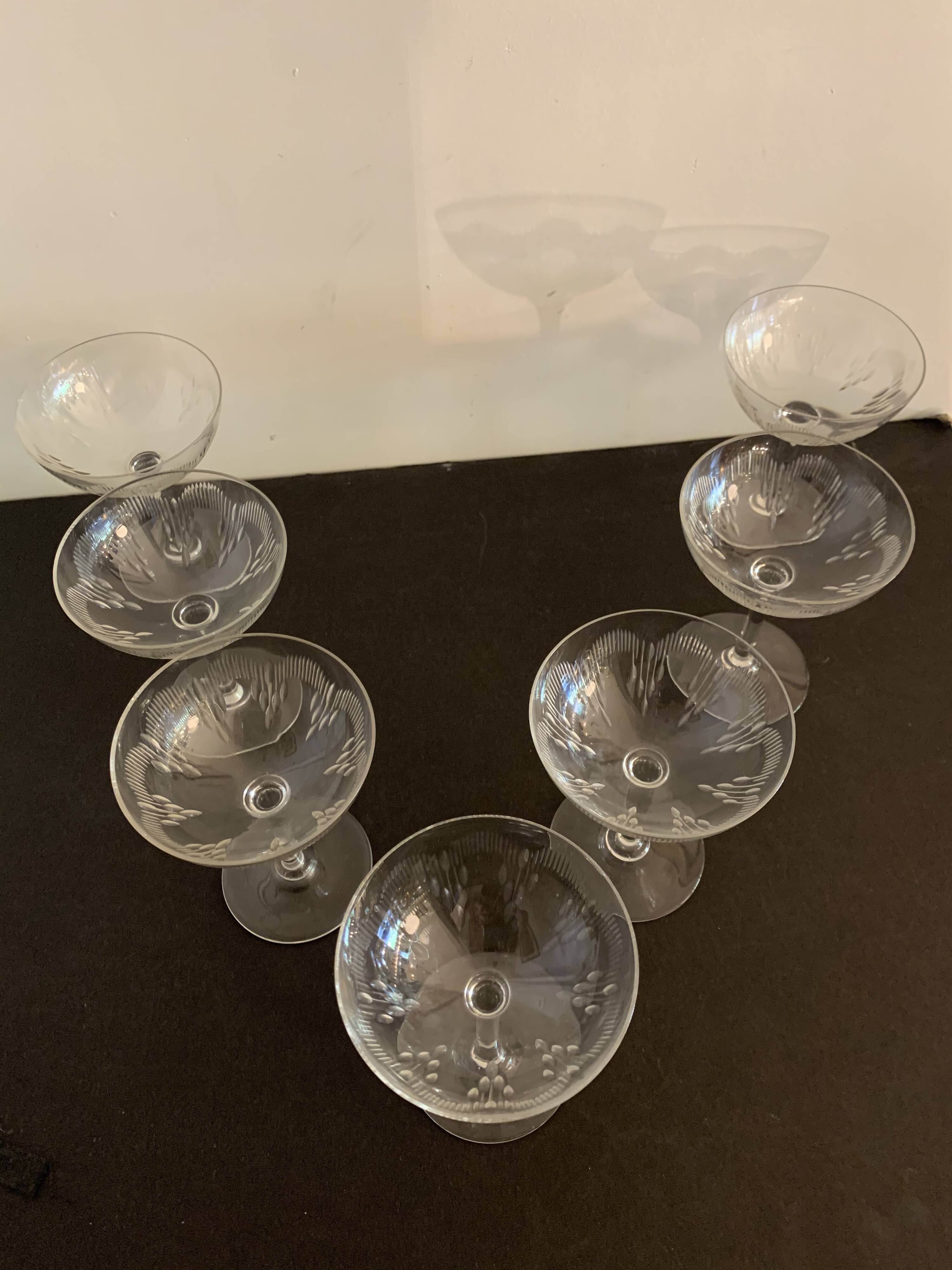 7 cut crystal champagne glasses