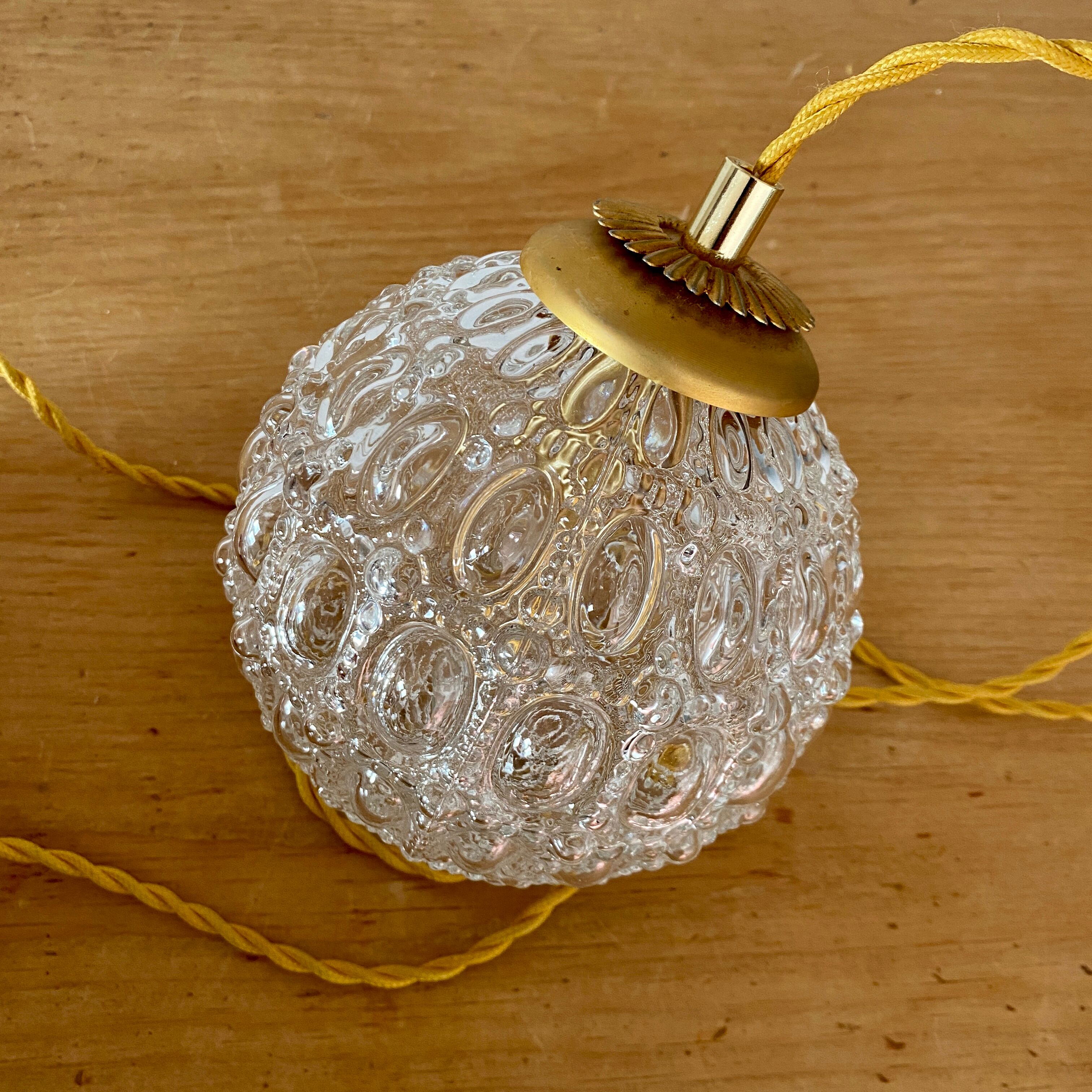 Vintage globe pendant lamp in molded glass