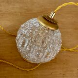 Vintage globe pendant lamp in molded glass