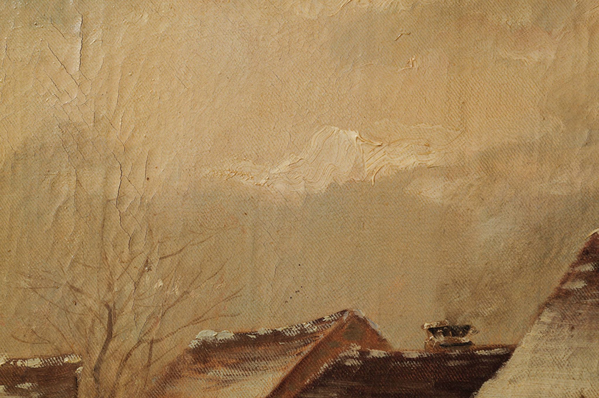 Enfants jouant dans la neige, huile sur toile, signée, vers 1900