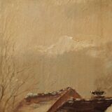 Children playing in the snow, oil on canvas, signed, circa 1900