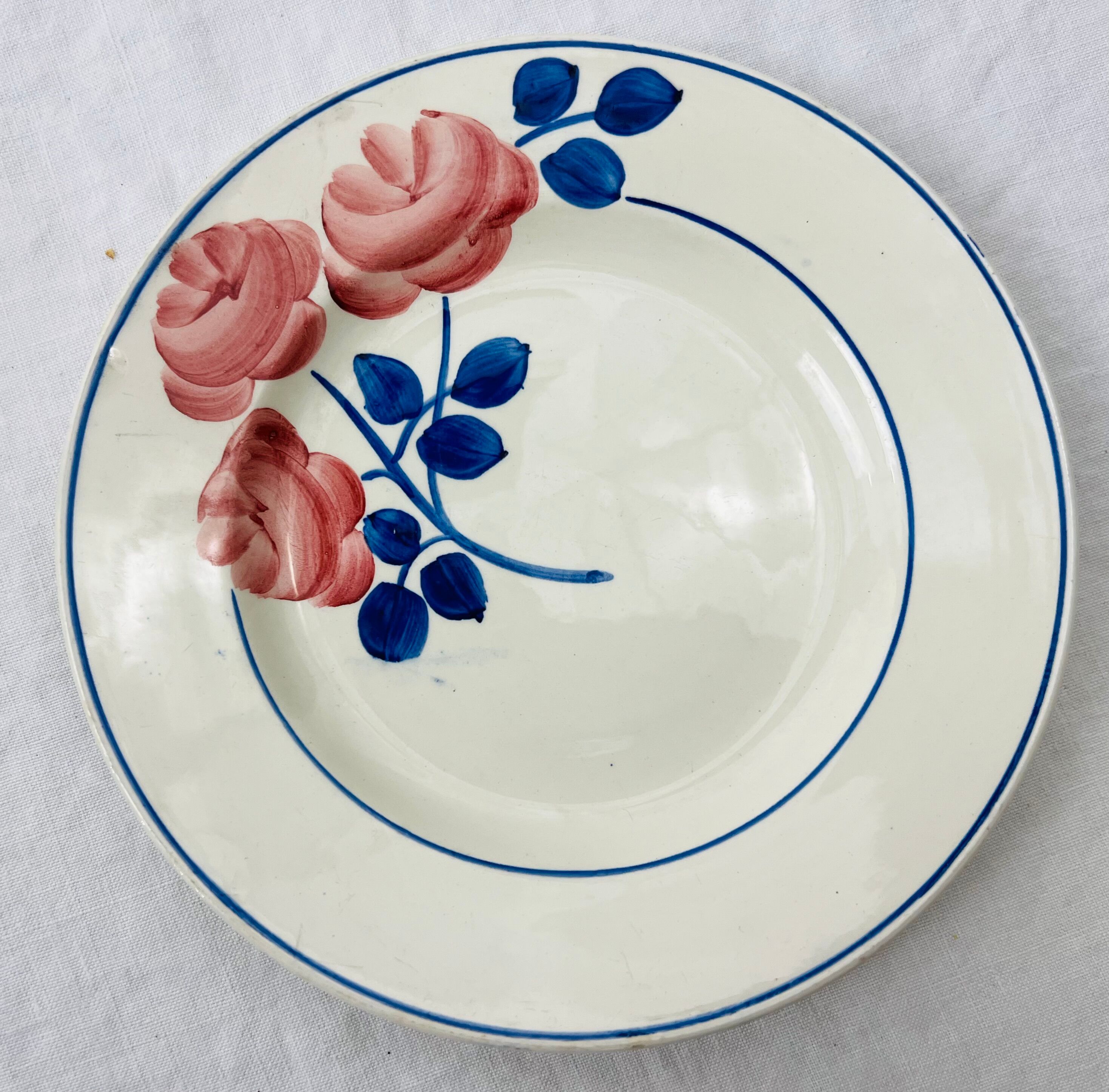 4 dessert plates vintage flower rose red HBCM