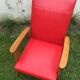 Pair of Scandinavian-style armchairs wood and red skai