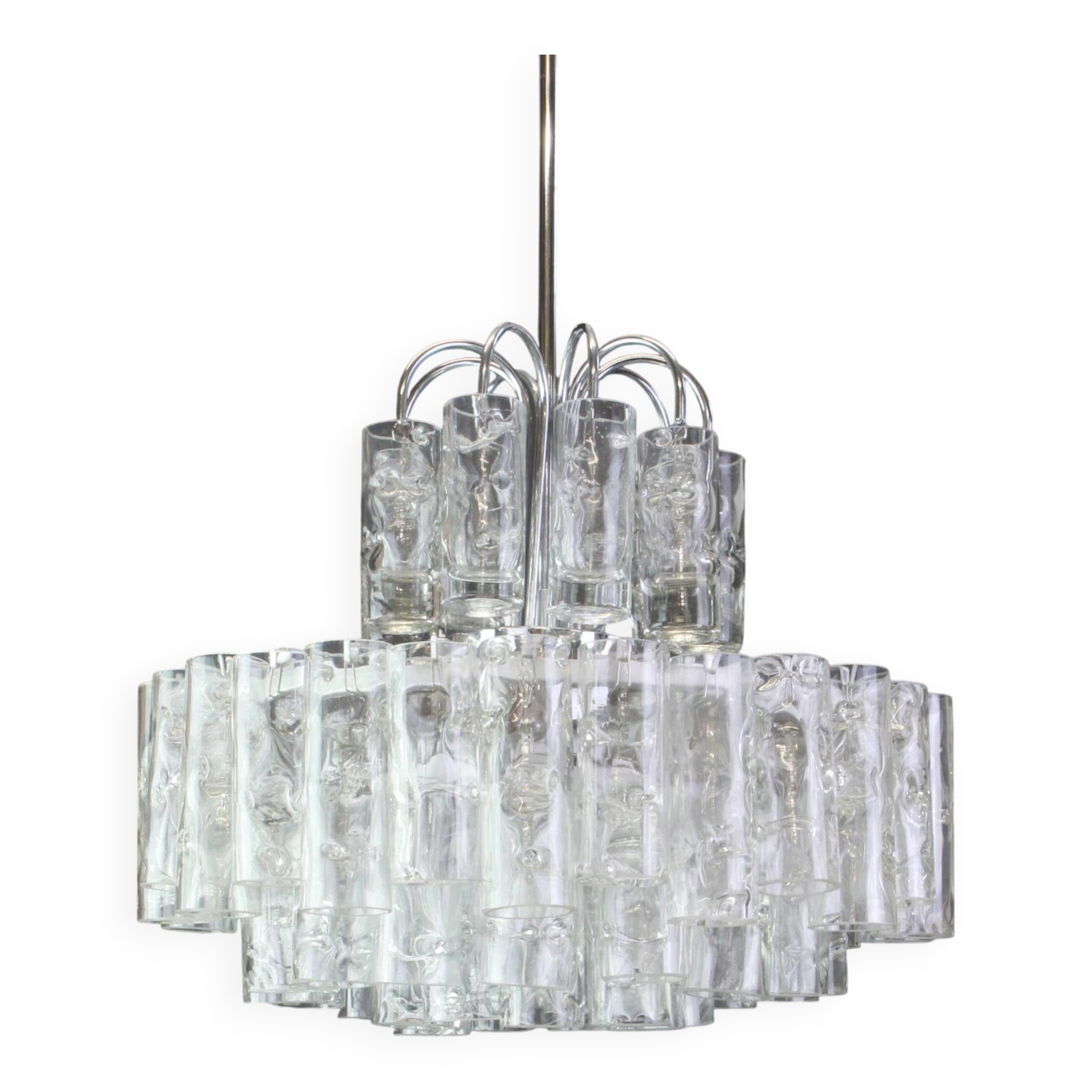 Murano Glass Tube Chandelier Ice by Doria, Germany, 1960s
