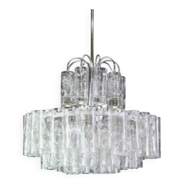 Lustre à Tubes de Verre Murano Ice par Doria, Allemagne, Années 1960