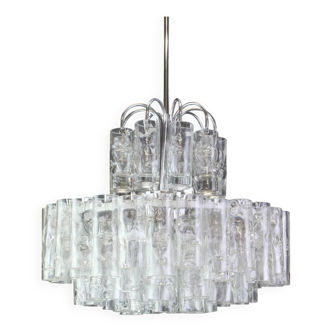 Murano Glass Tube Chandelier Ice by Doria, Germany, 1960s