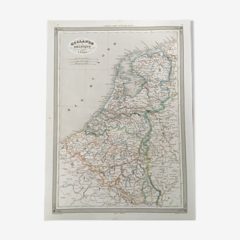 Geographic map 19th numbered Holland and Belgium