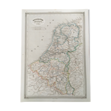 Geographic map 19th numbered Holland and Belgium