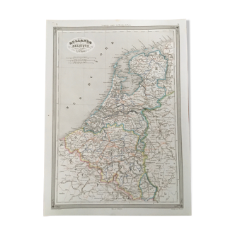 Geographic map 19th numbered Holland and Belgium