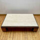 Table Basse Belgochrome Travertin, cuivre et laiton