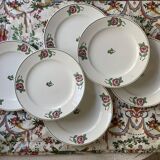 6 assiettes plates anciennes en faïence, L’Amandinoise