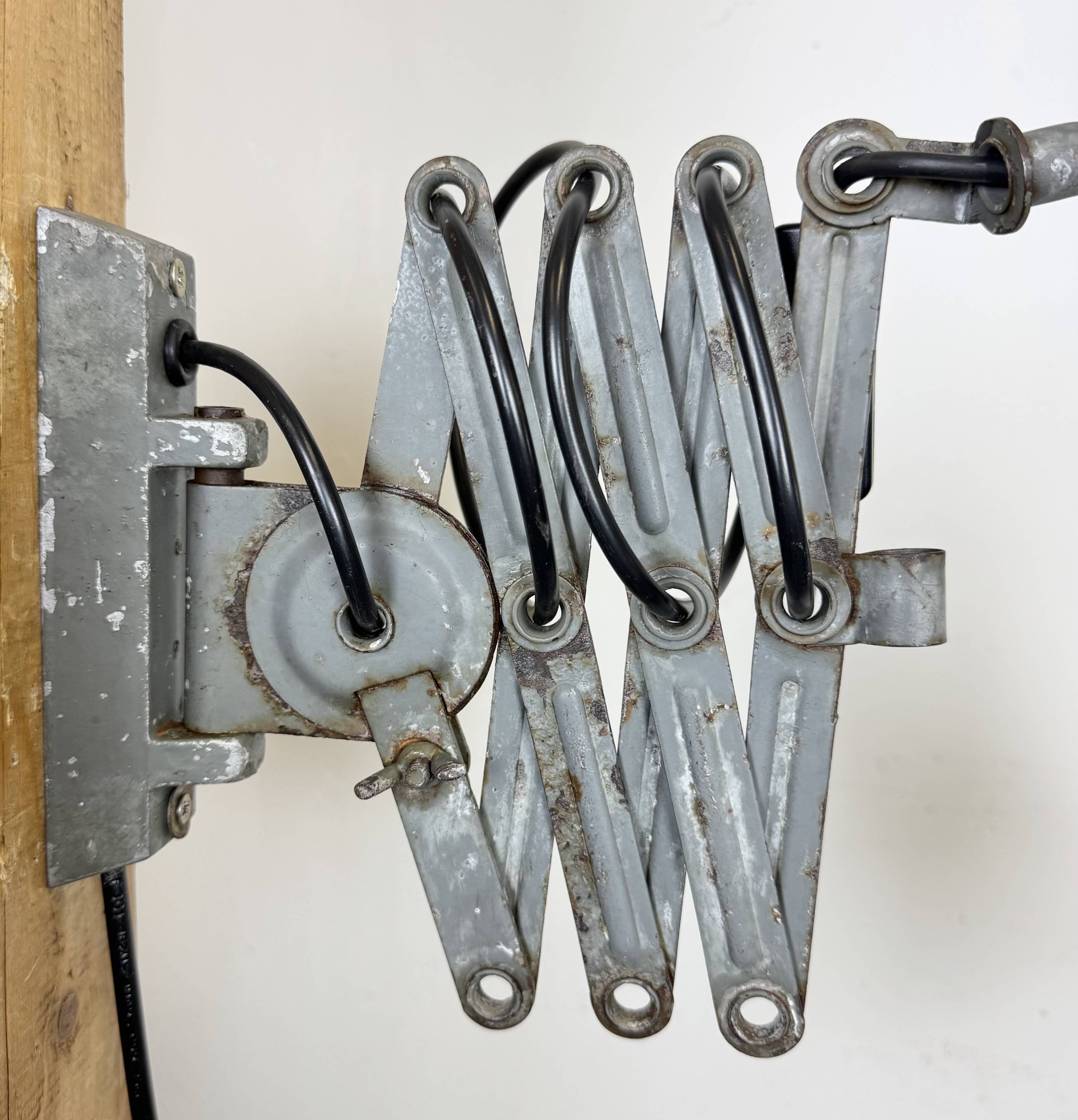 Grey Industrial Gooseneck Scissor Wall Lamp from Elektroinstala, 1960s