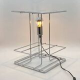 Large geometric chrome and plexiglass lamp, 1970s