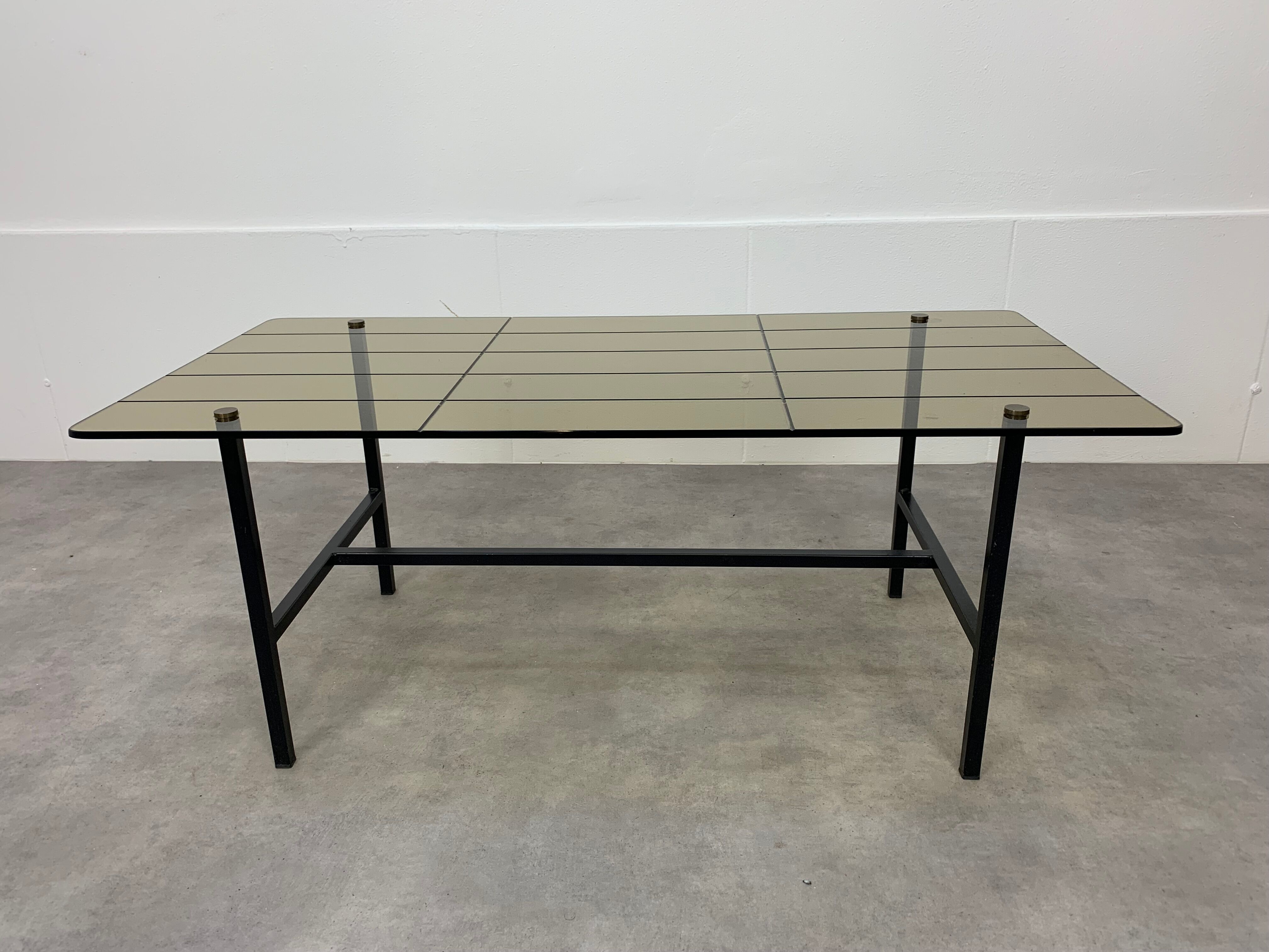Coffee table metal and glass, 50s
