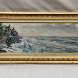 Signed painting Oil on canvas - the storm - dimensions: height -32 cm - width -72 cm -