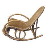 Children's rocking chair in rattan and wicker