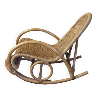 Children's rocking chair in rattan and wicker