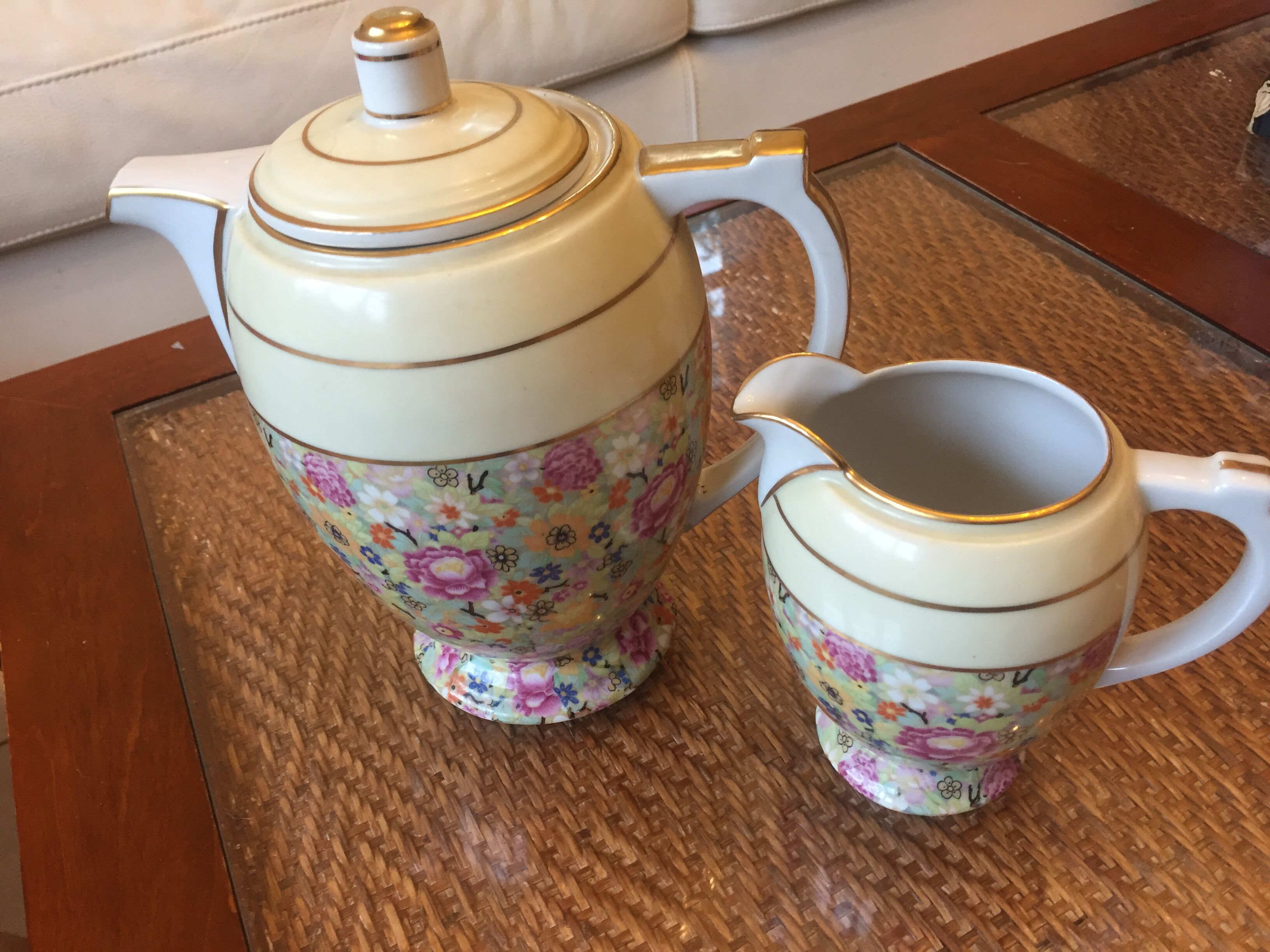 Coffee maker and vintage milk jar D.R.B. Limoges