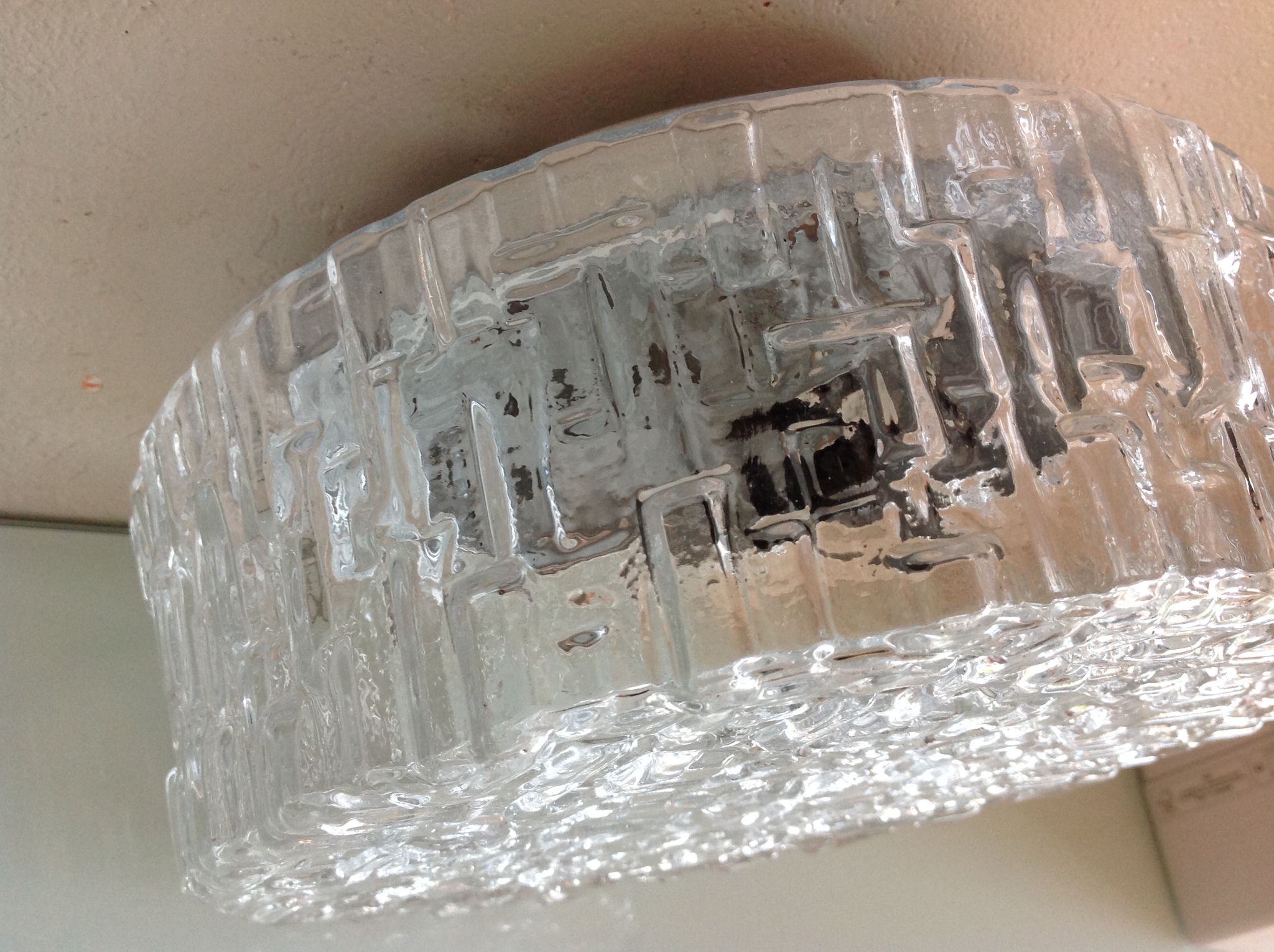 Round ceiling lamp in bulled glass / vintage 60s/70s