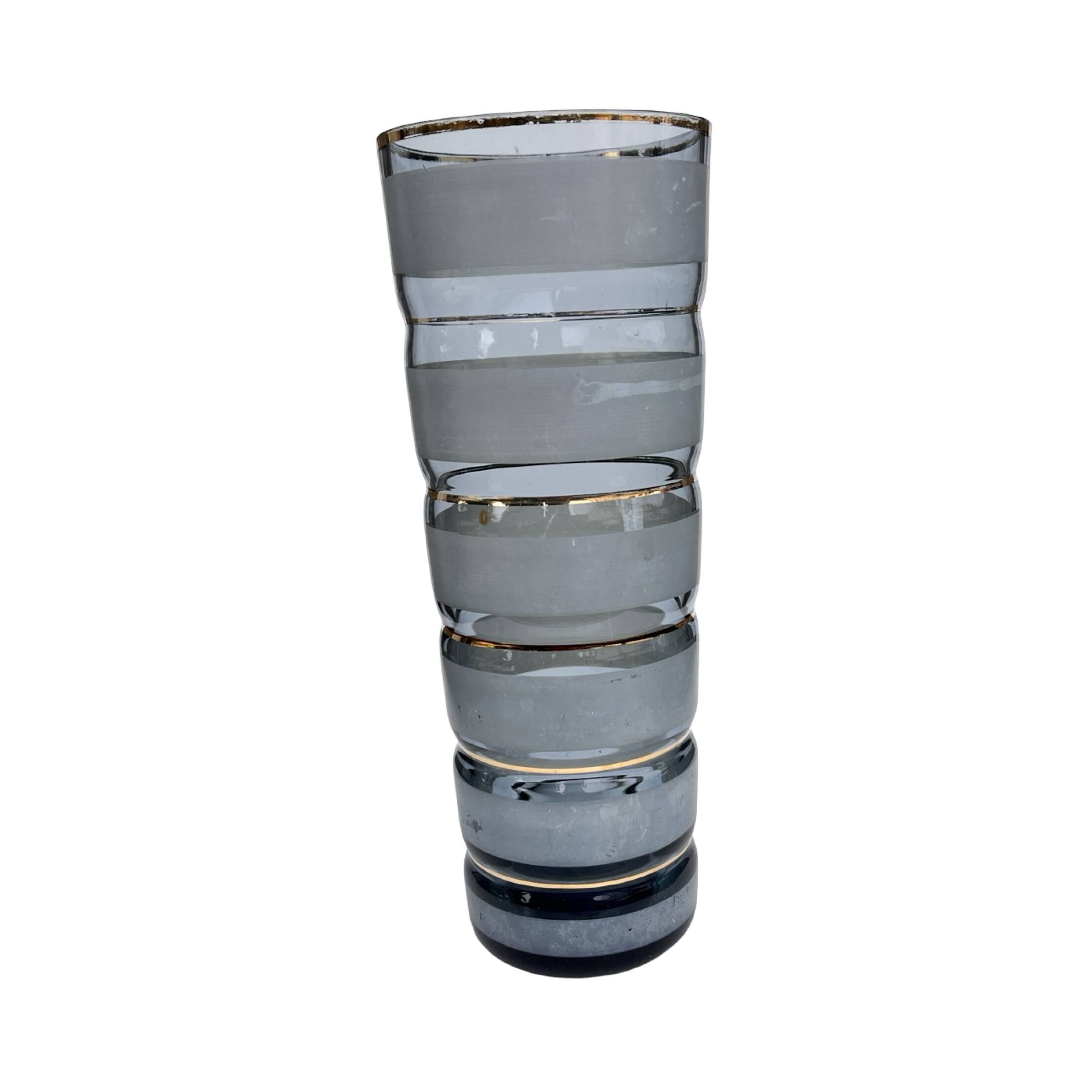Smoked glass vase with gold stripe decoration, 1960s/1970s.