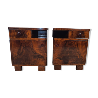 Pair of Art Decò bedside tables in mahogany