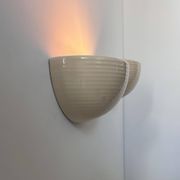 Pair of vintage wall lights, beige porcelain, France 1970
