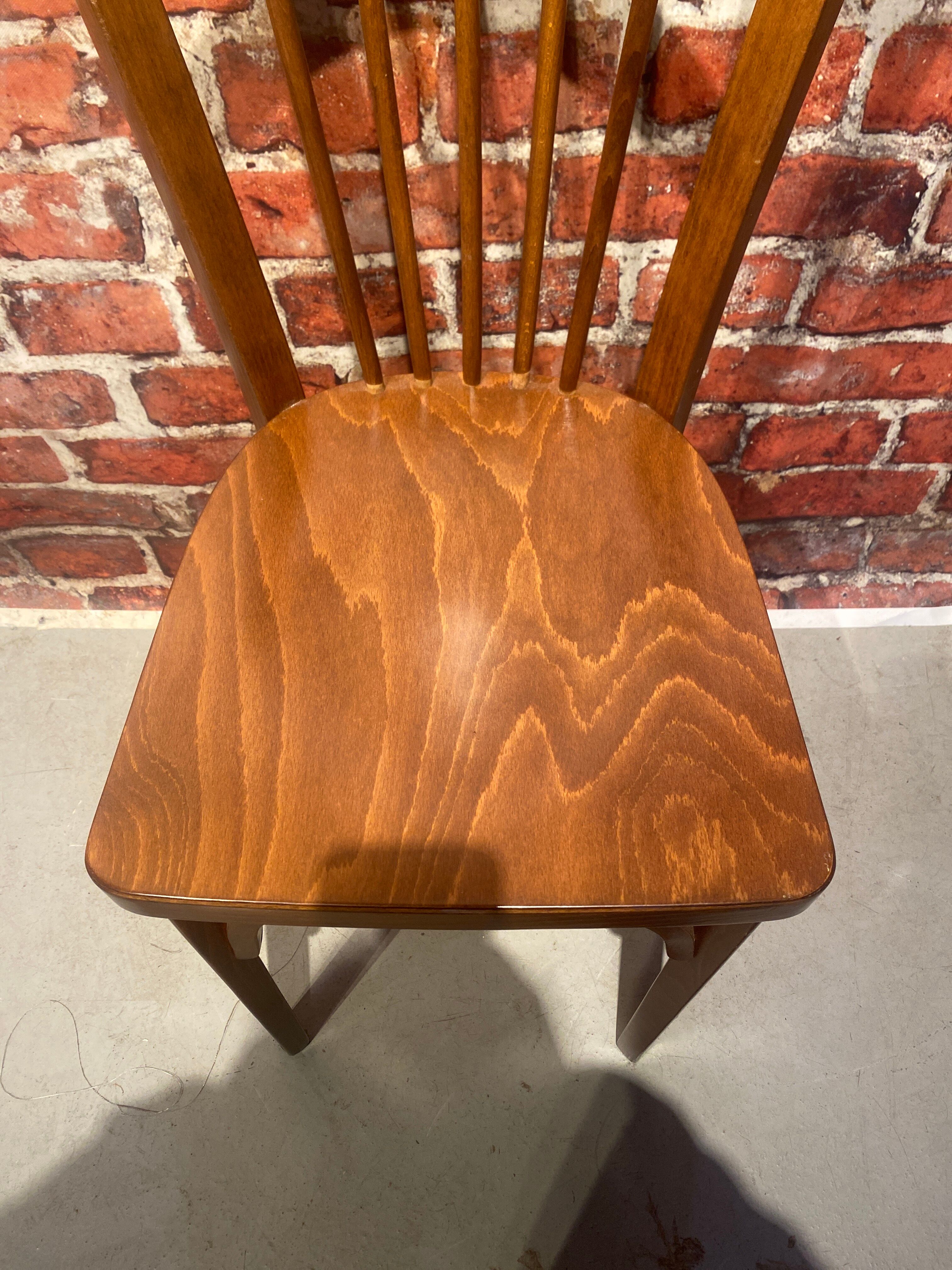 Set of 4 varnished wood bistro chairs