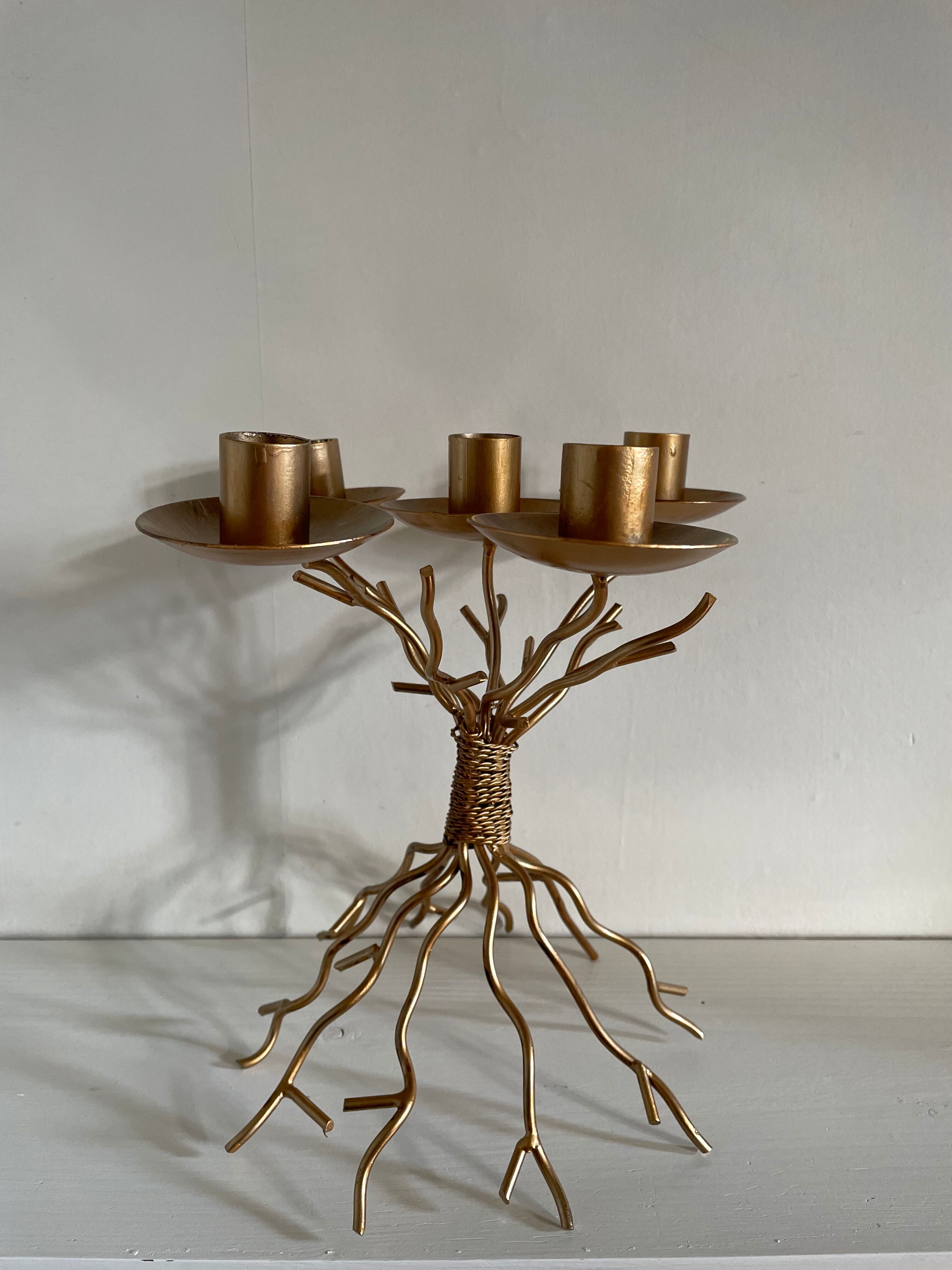 Golden candle holder