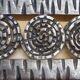 Large Art Deco mirror in hammered iron – Geometric decoration with rosettes