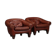 Paire de fauteuils en cuir caramel foncé