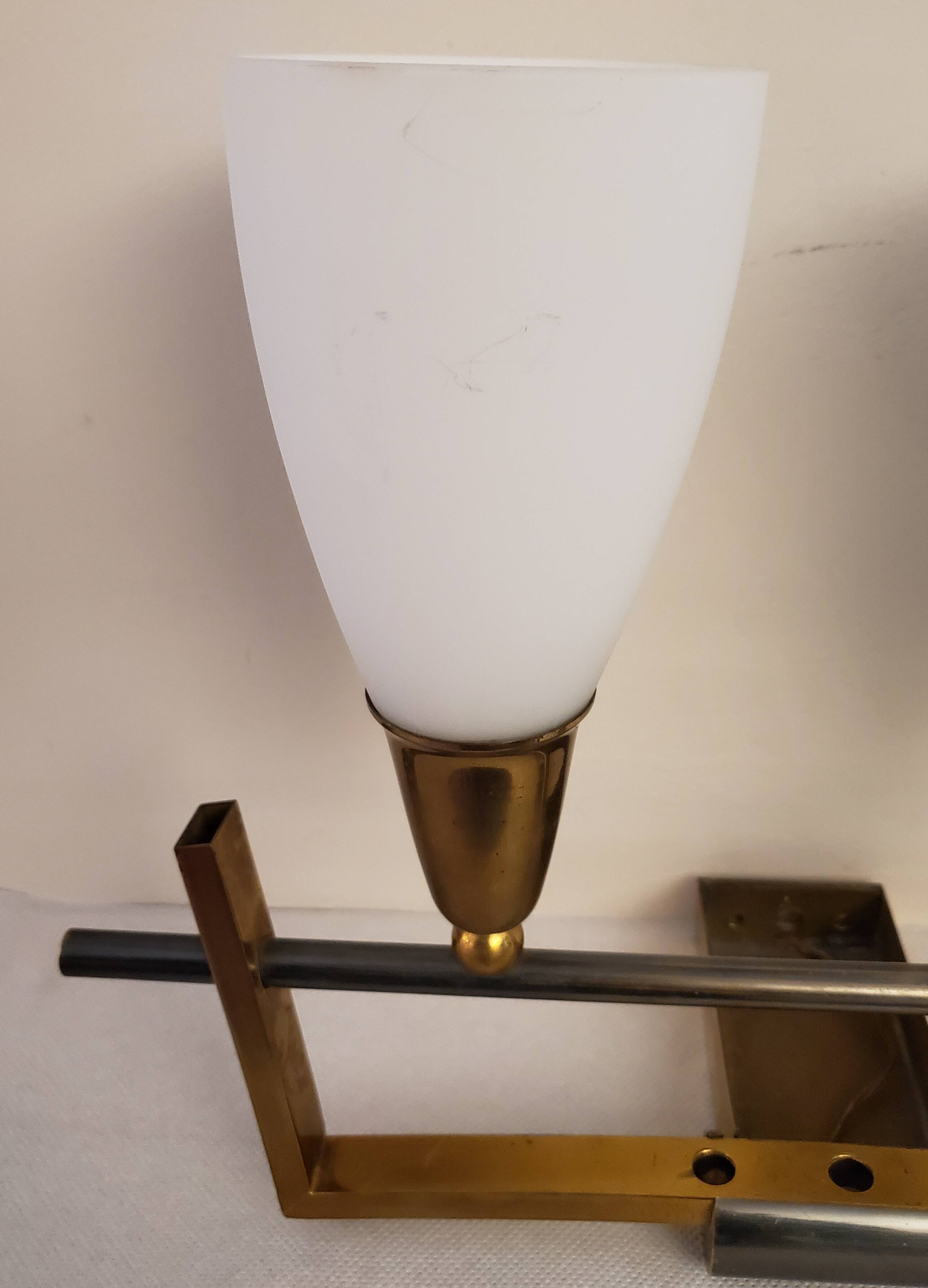 Brass and art deco opaline