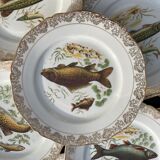 11 vintage Limoges porcelain fish plates